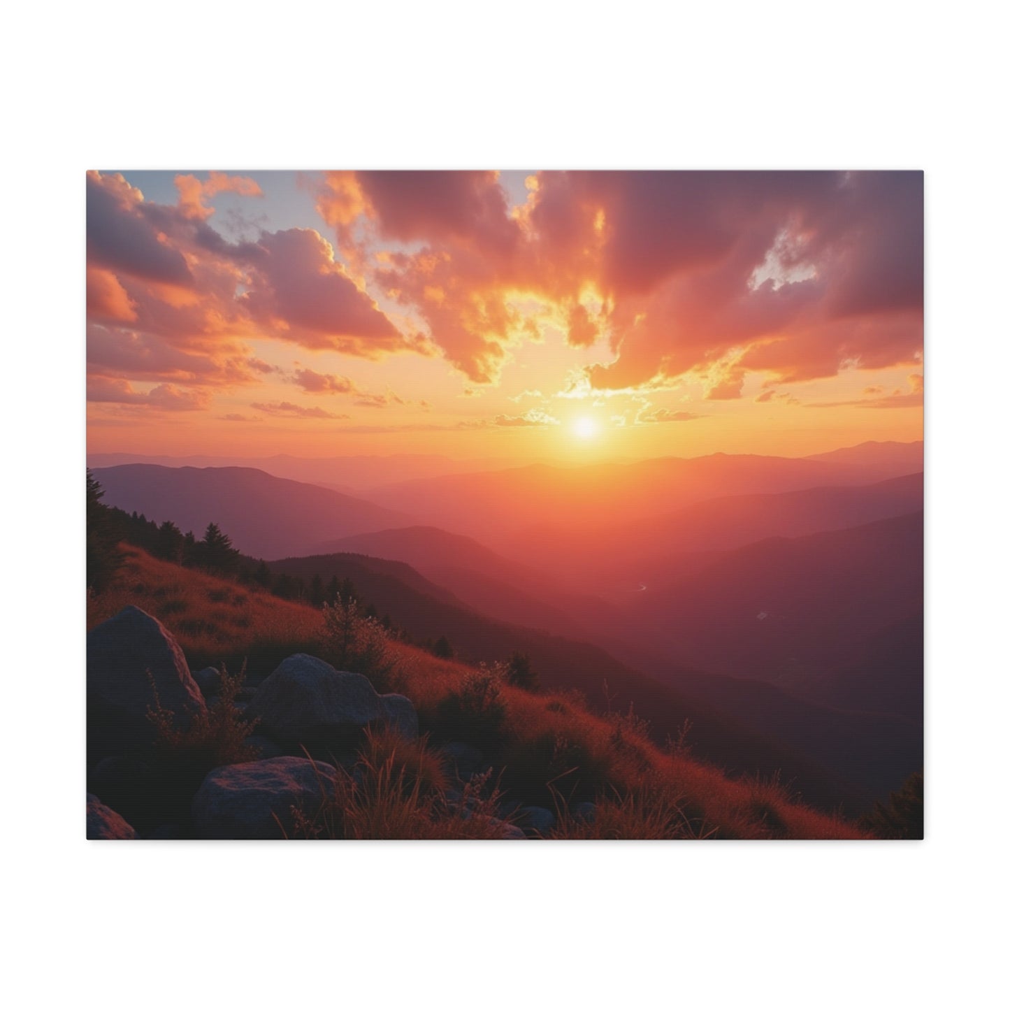 Peaceful Mountain Sunset Canvas - Calming Nature Wall Art for Living Room & Bedroom