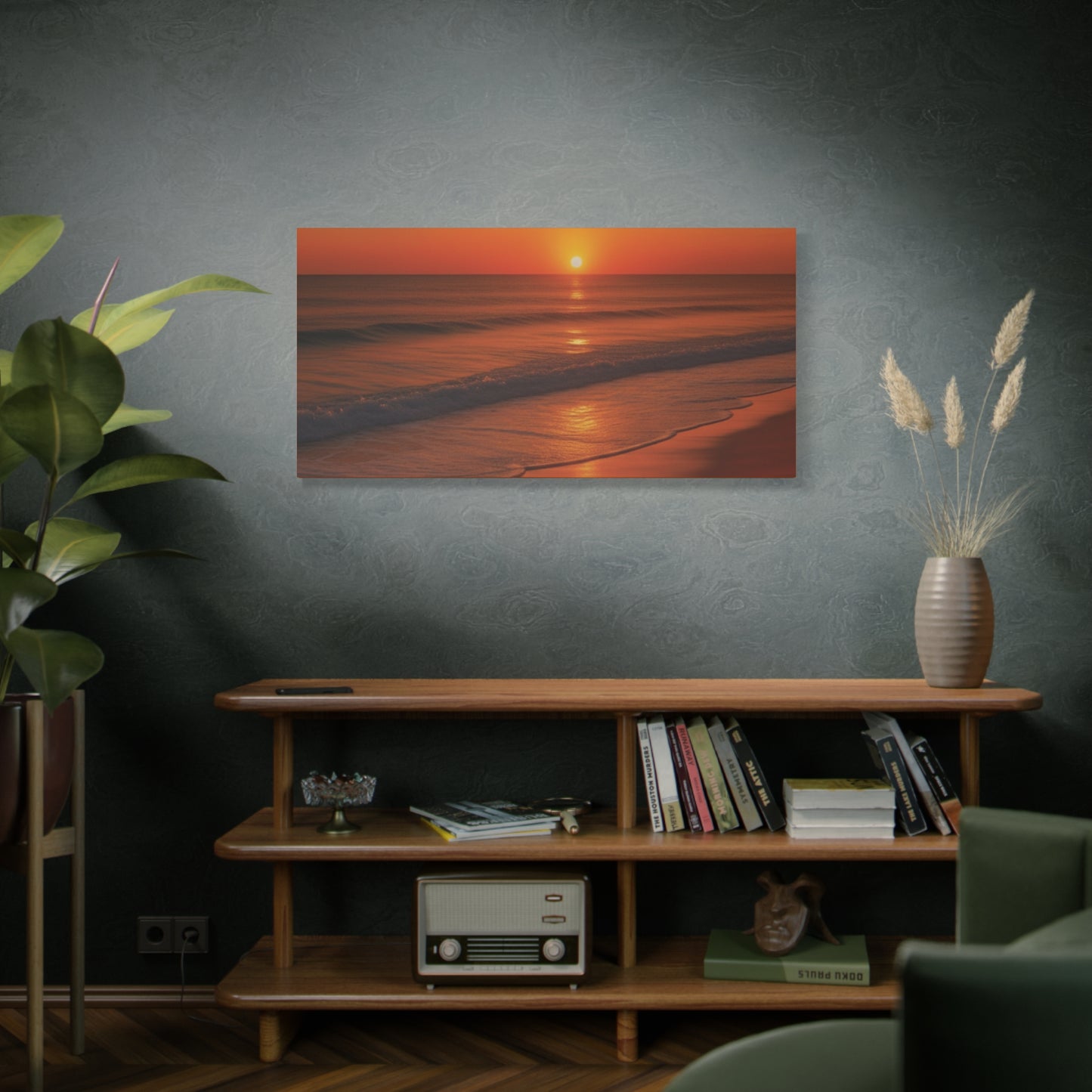 Serene Golden Sunrise on the Horizon Canvas Wall art print