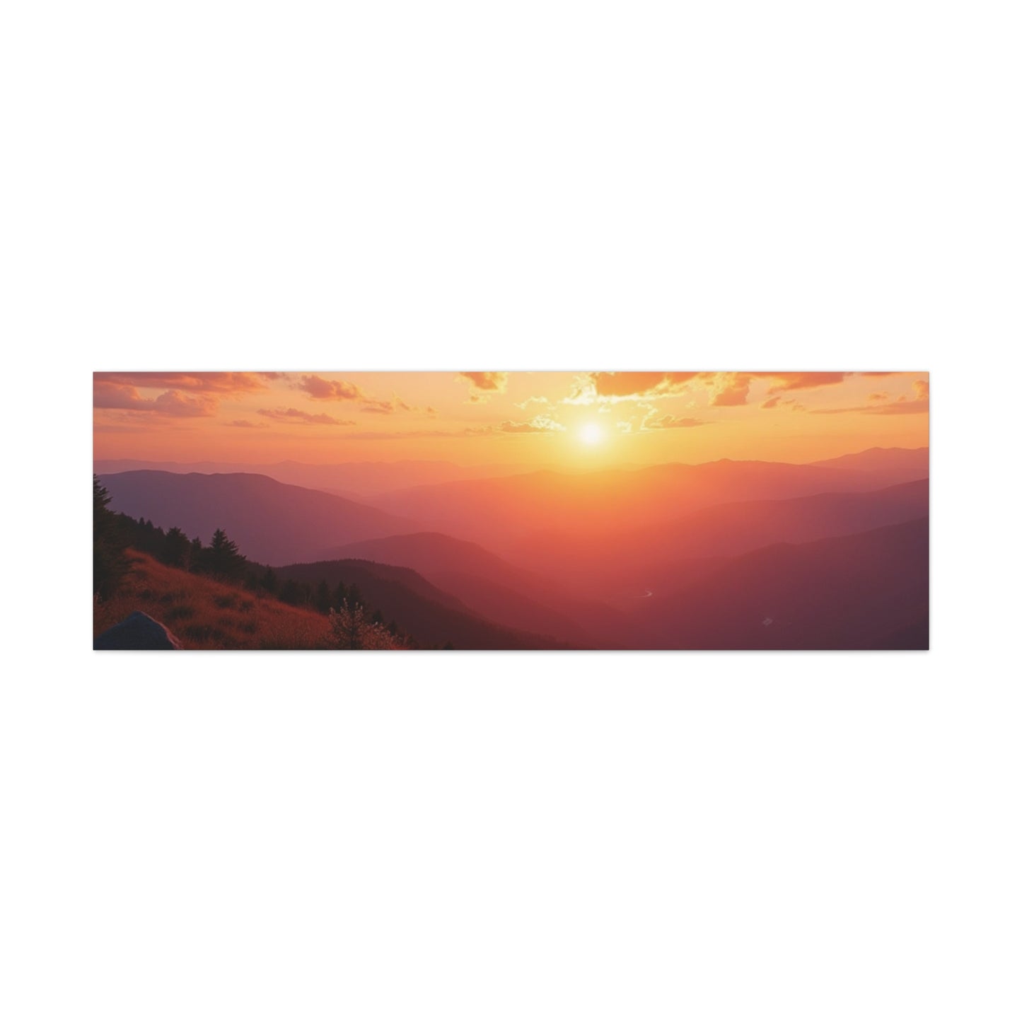 Peaceful Mountain Sunset Canvas - Calming Nature Wall Art for Living Room & Bedroom