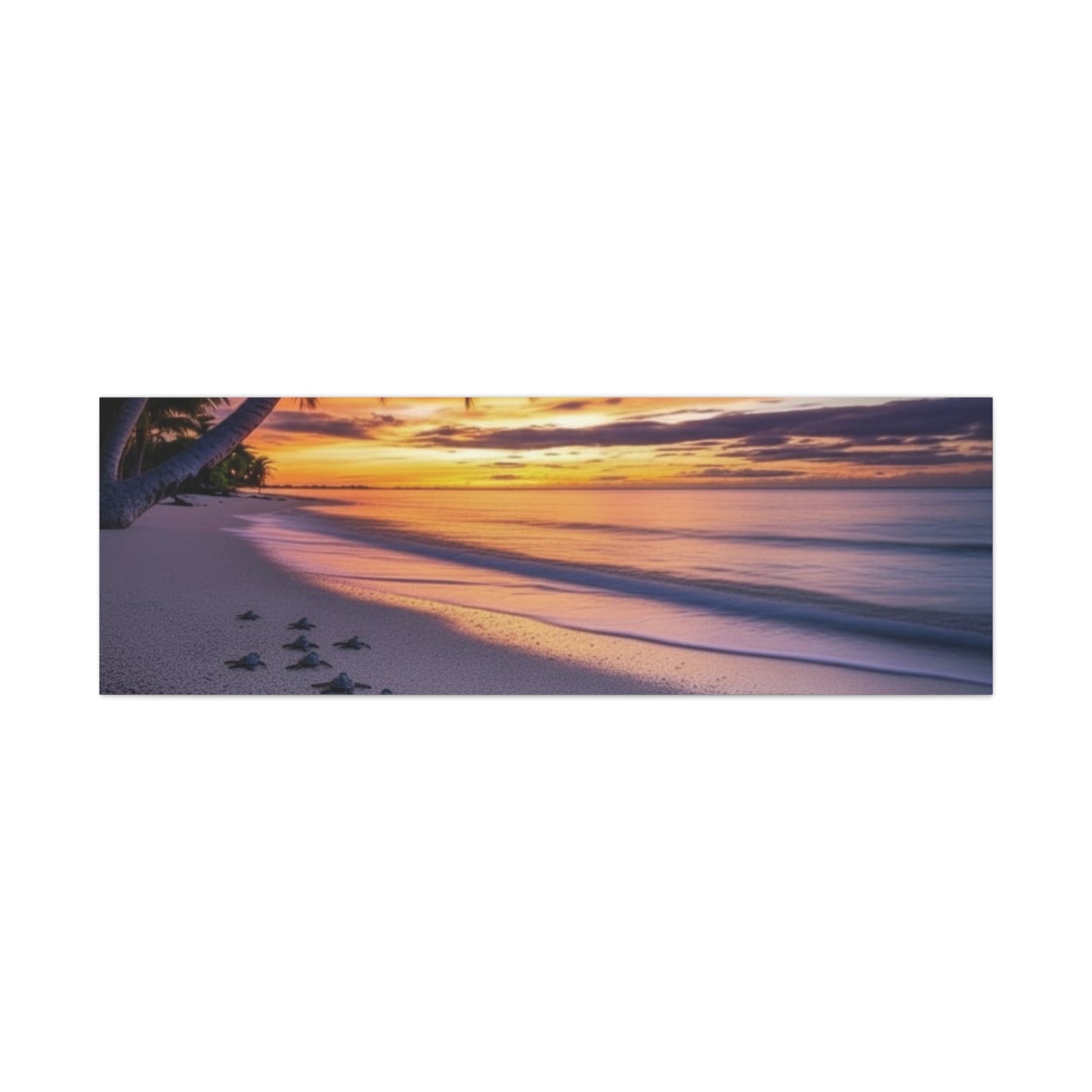 Sunset baby Turtles Canvas wall art - Nursery Beach Ocean