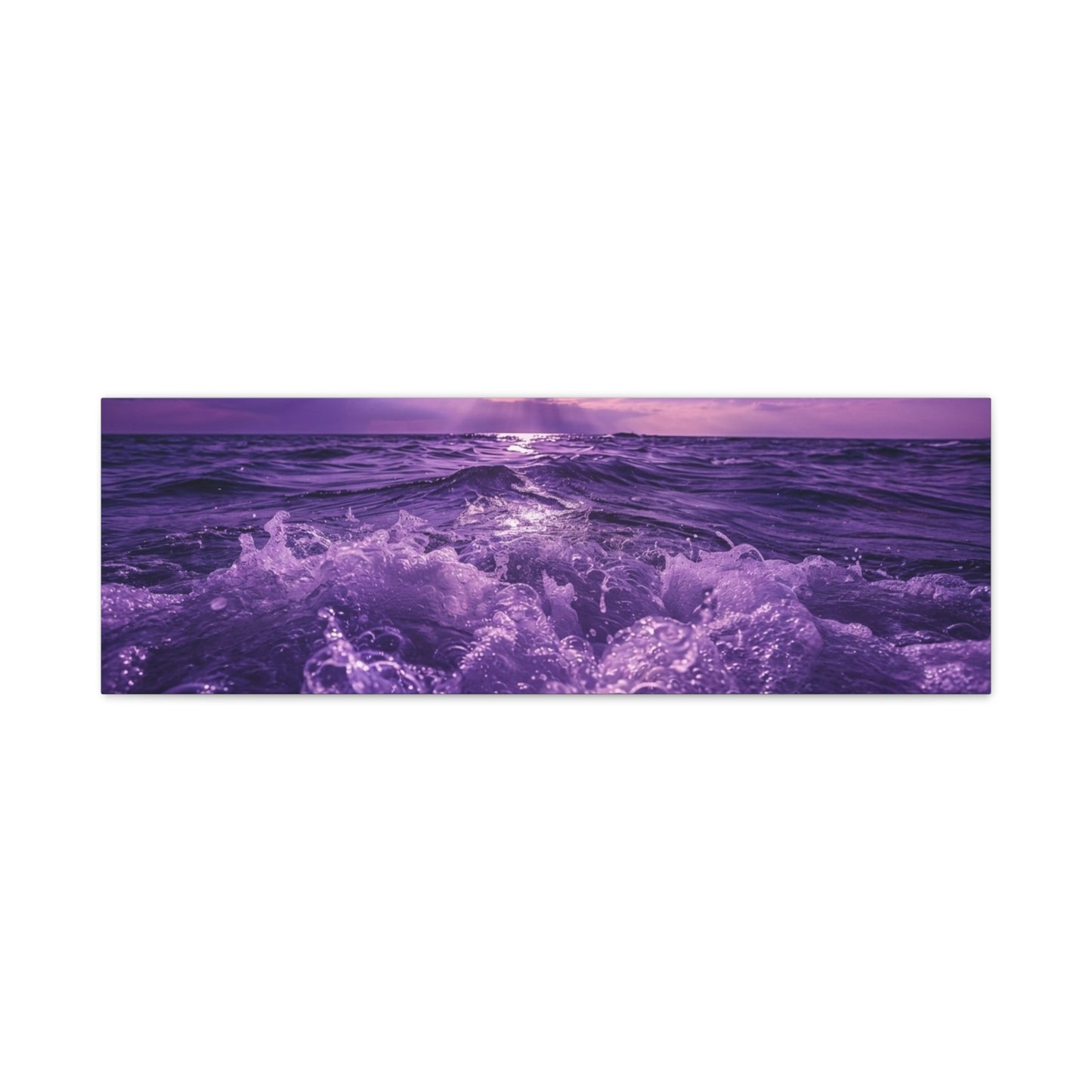 Romantic Purple Ocean Sunrise Matte Canvas Wall Art — Stretched 1.25"