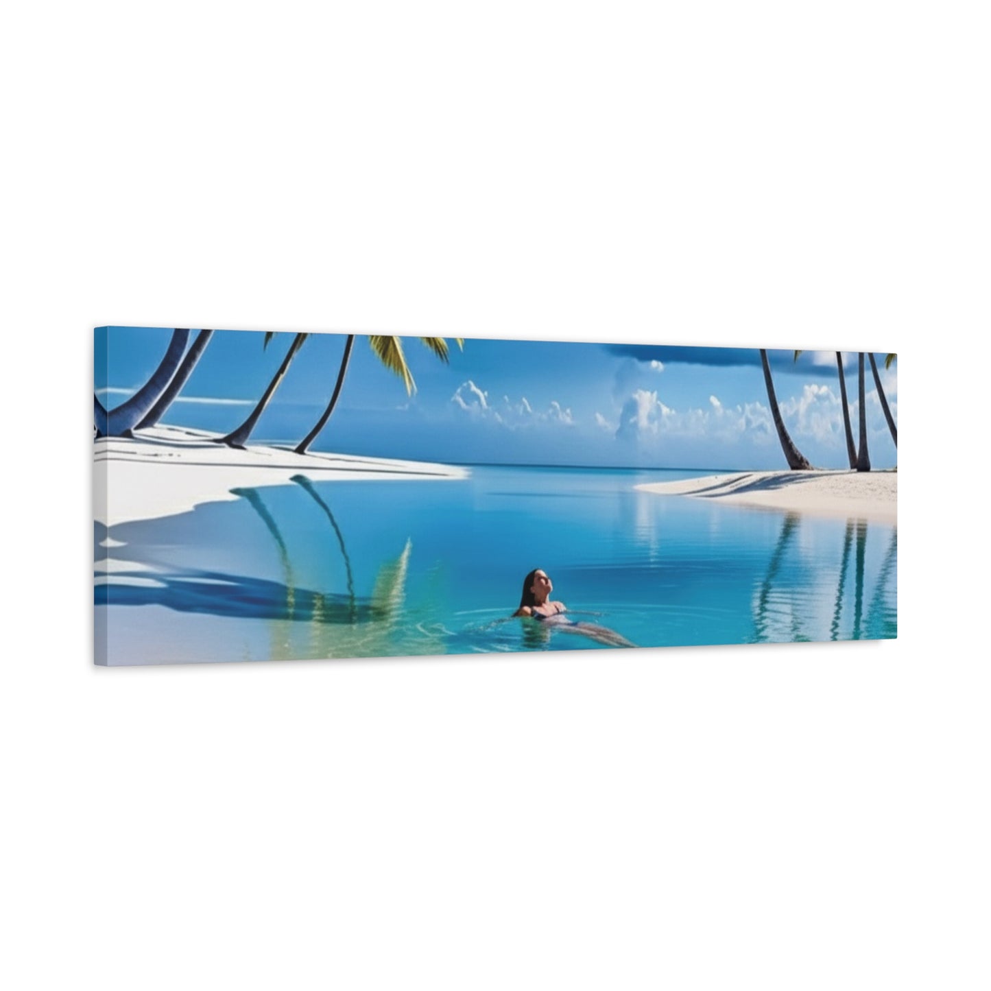 Relaxing Tropical Beach Canvas - Peaceful Palm Trees Wall Art for Bedroom & Bathroom