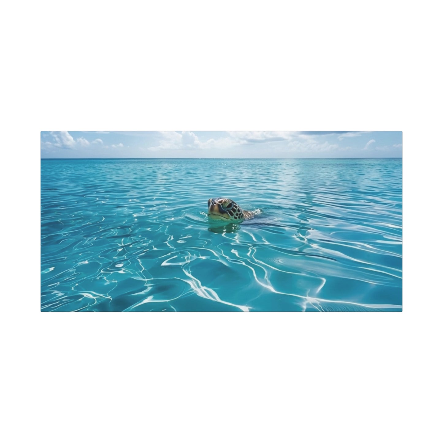 Blue crystal Sea with Turtle Canvas Wall Art - Matte Stretched