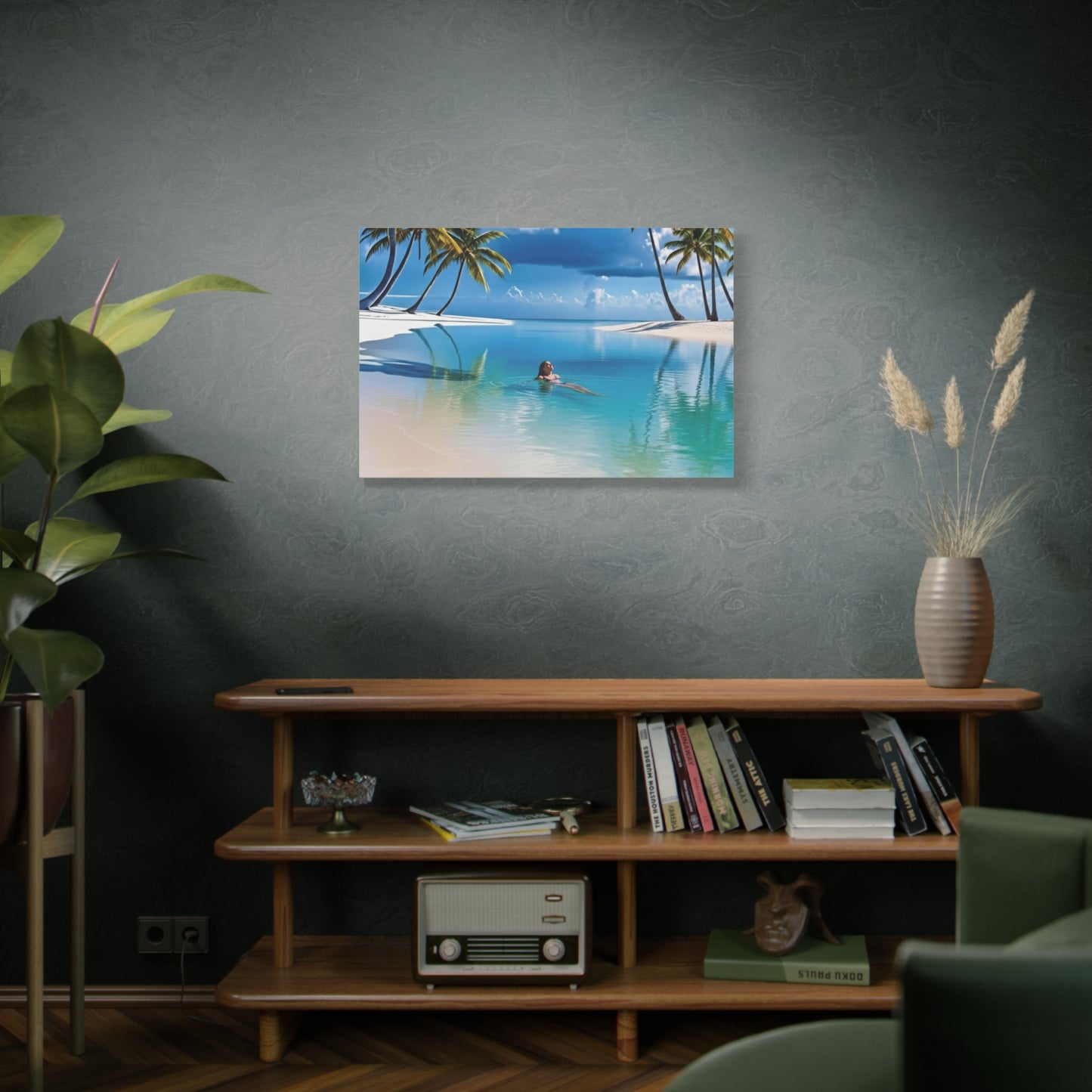 Relaxing Tropical Beach Canvas - Peaceful Palm Trees Wall Art for Bedroom & Bathroom