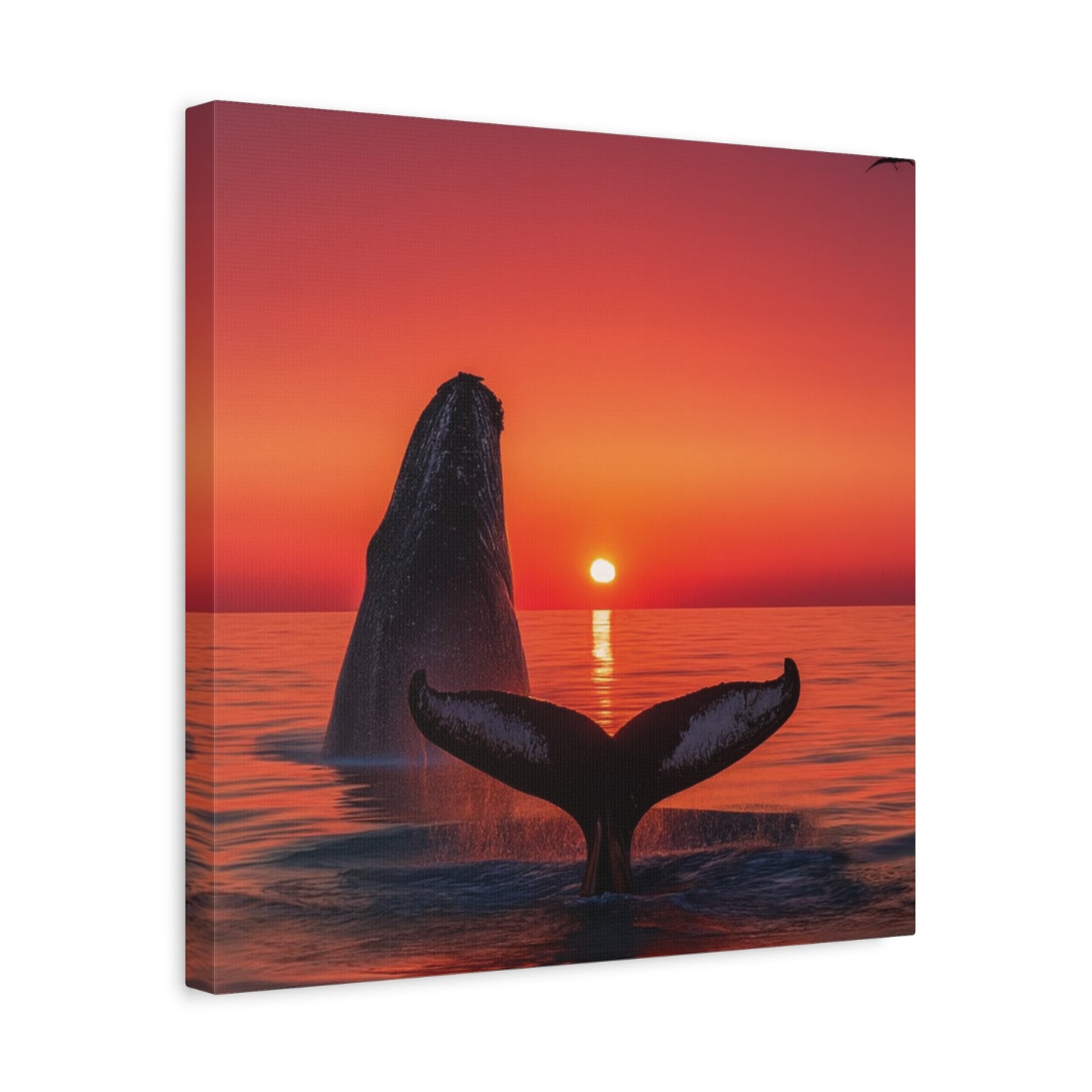 Humpback Whales Enjoying the Sunset Canvas Wall Art Print