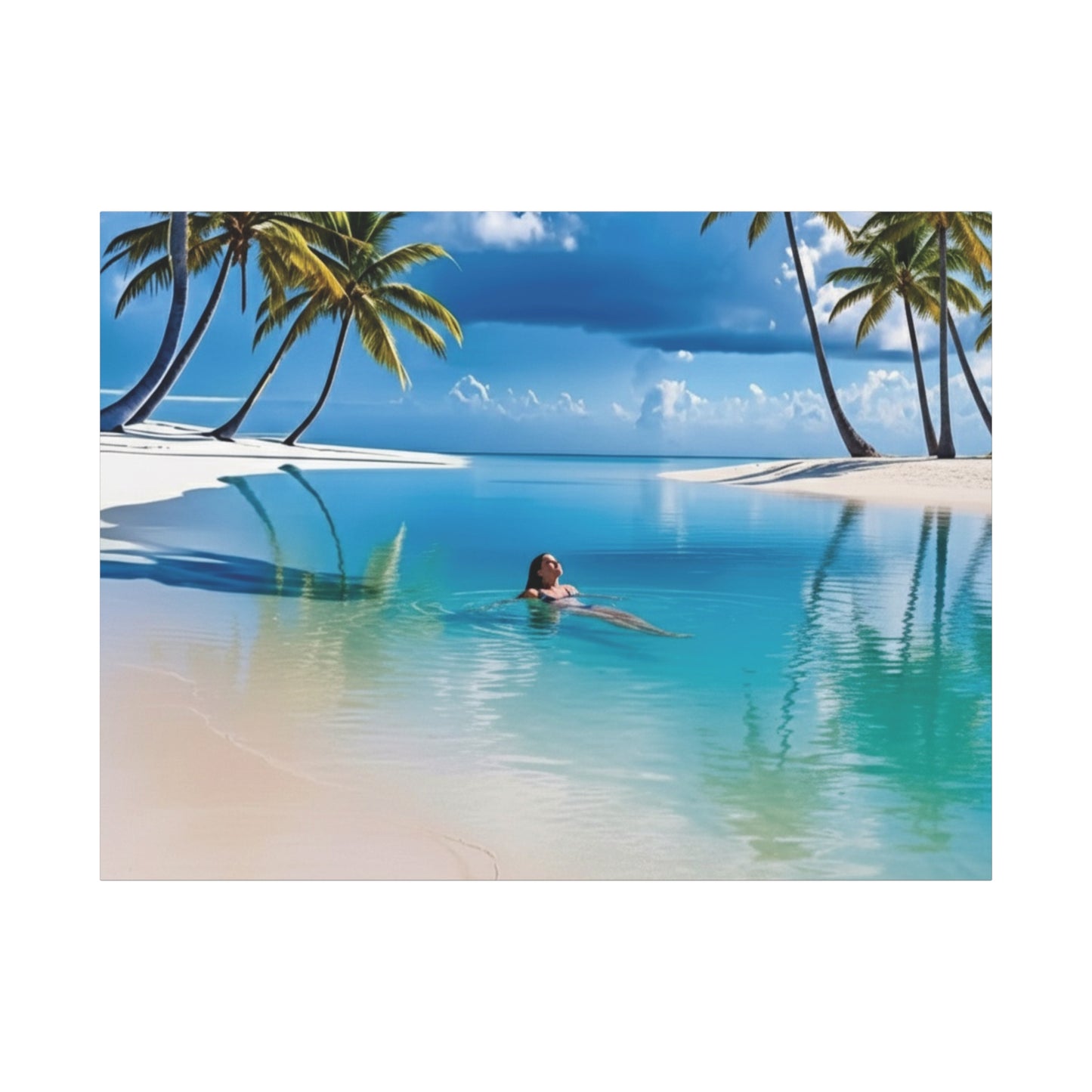 Relaxing Tropical Beach Canvas - Peaceful Palm Trees Wall Art for Bedroom & Bathroom