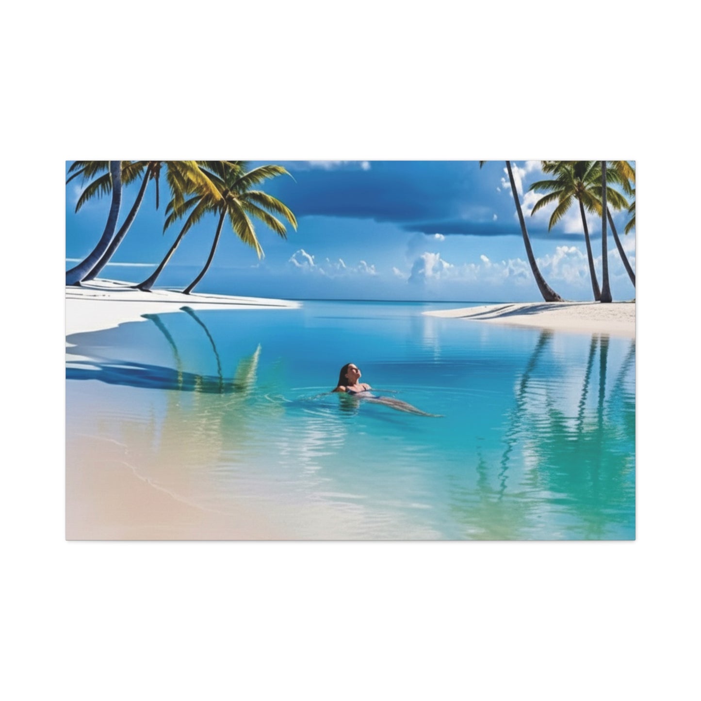 Relaxing Tropical Beach Canvas - Peaceful Palm Trees Wall Art for Bedroom & Bathroom