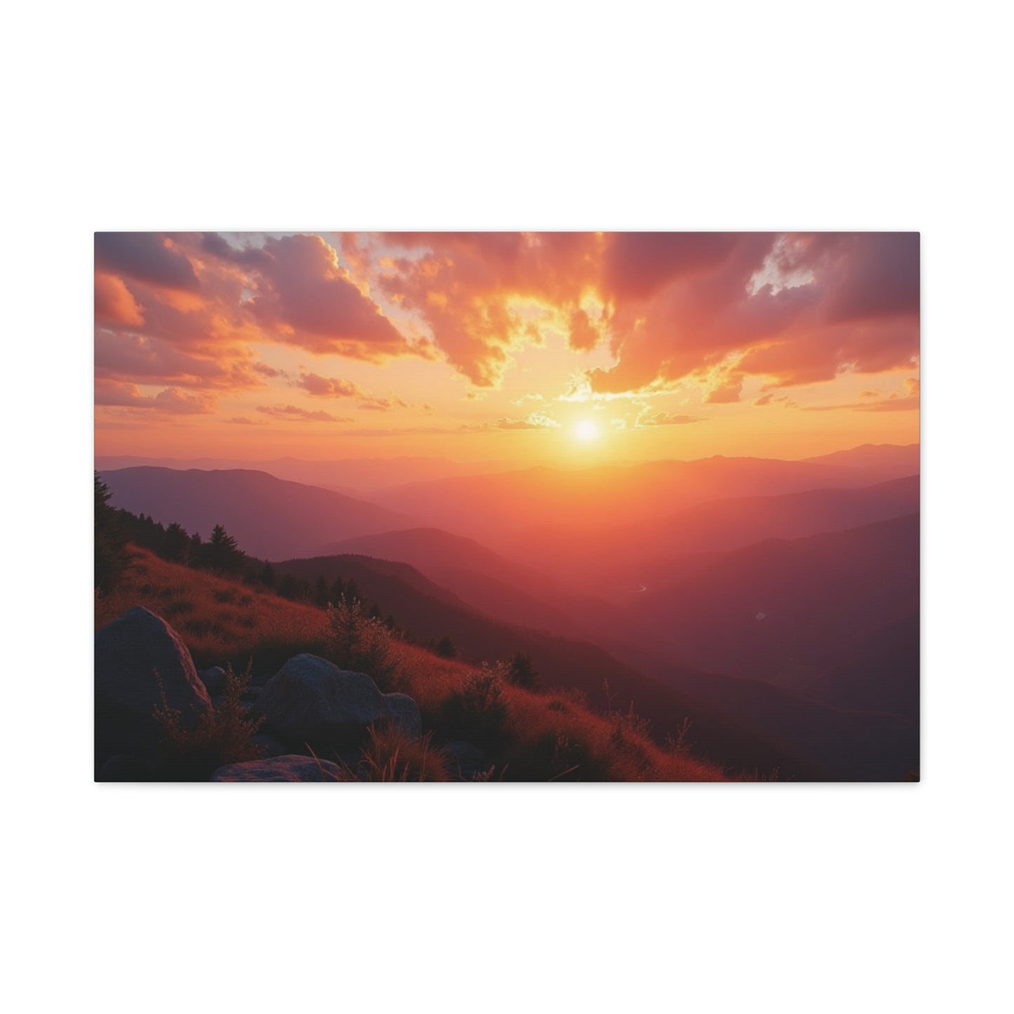 Peaceful Mountain Sunset Canvas - Calming Nature Wall Art for Living Room & Bedroom