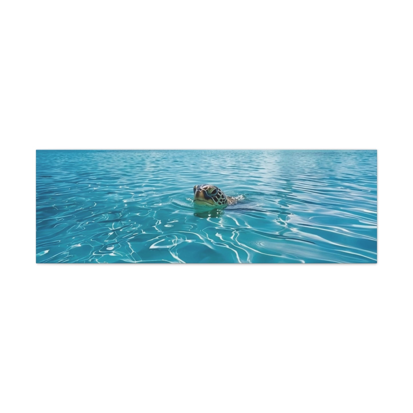 Blue crystal Sea with Turtle Canvas Wall Art - Matte Stretched
