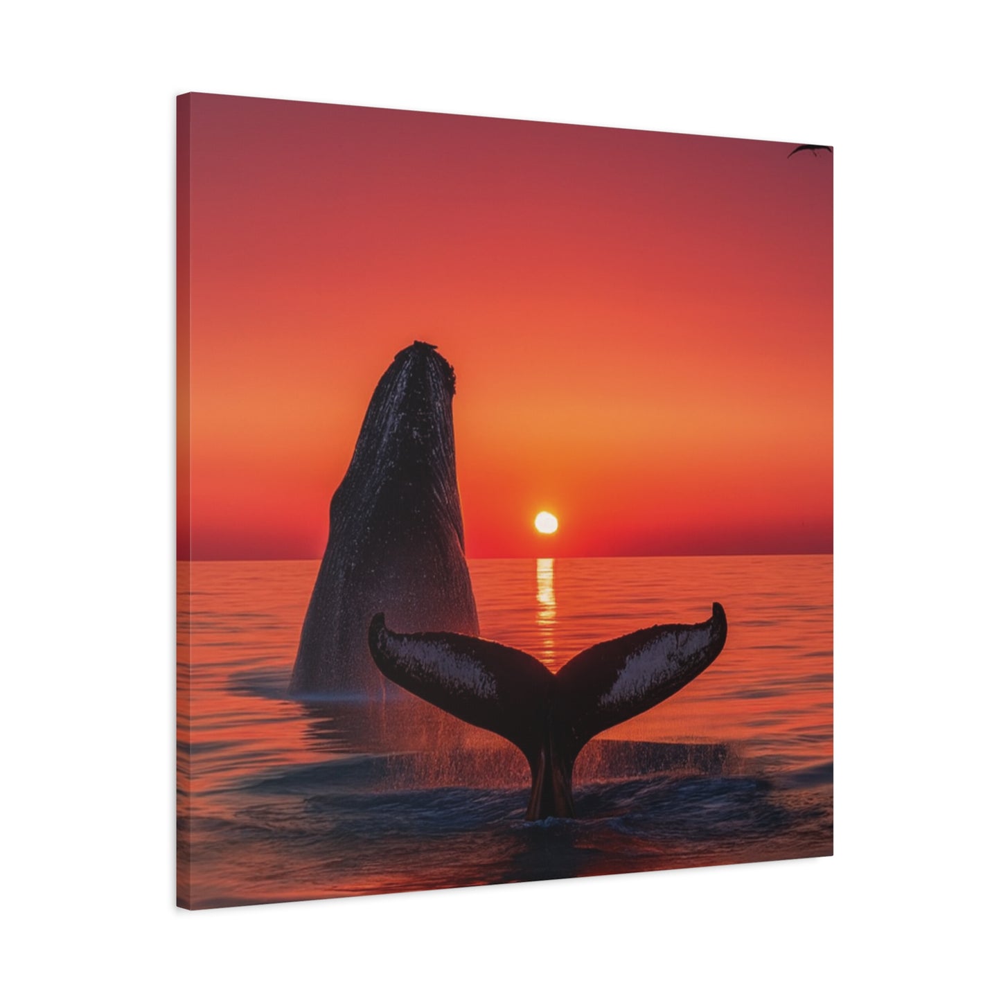Humpback Whales Enjoying the Sunset Canvas Wall Art Print