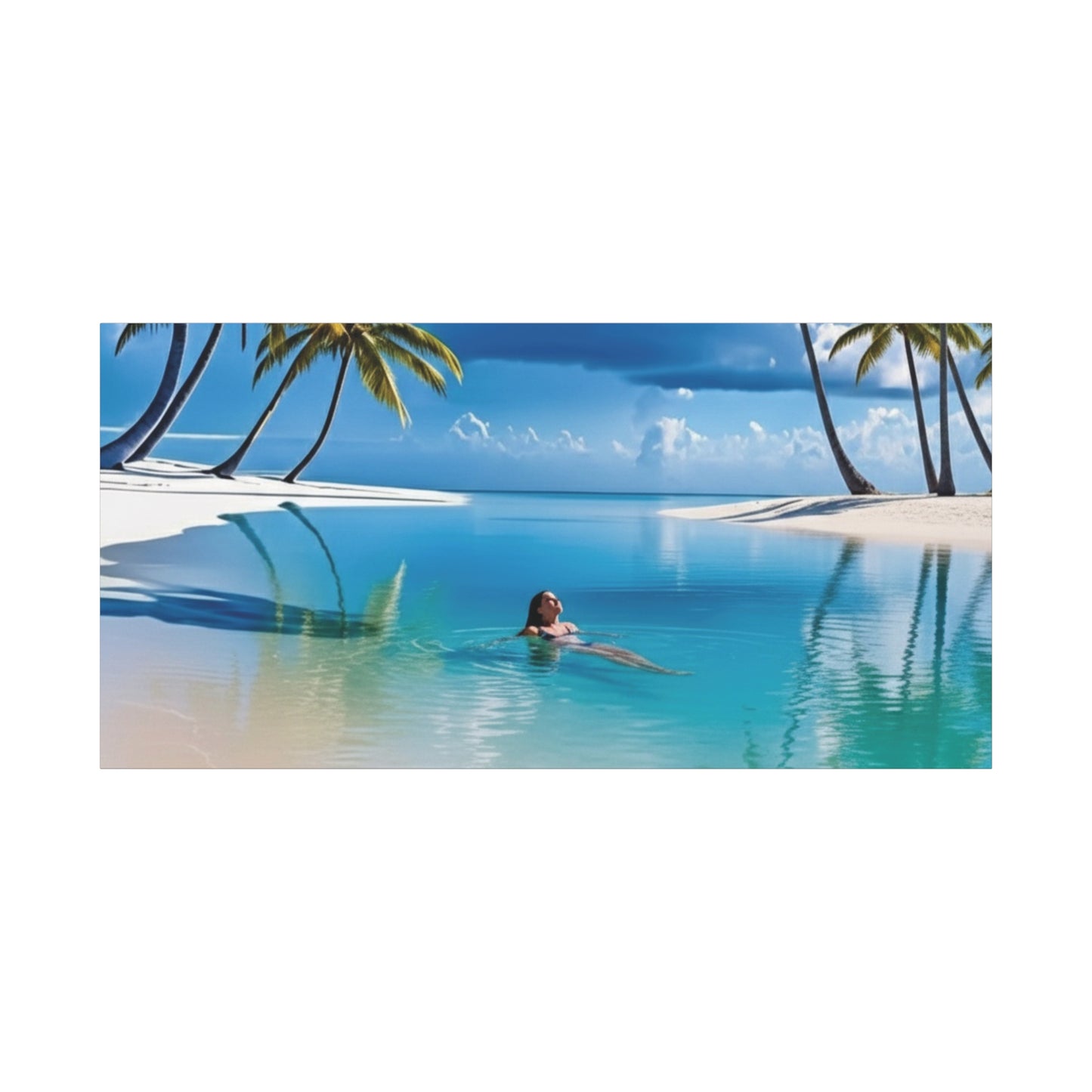 Relaxing Tropical Beach Canvas - Peaceful Palm Trees Wall Art for Bedroom & Bathroom