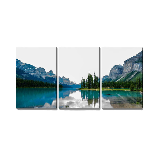 3-Panel Canvas Wall Art Prints Turquoise Lake Mountain Landscape 12"x16" Stretched Framed Canvas for Living Room Home
