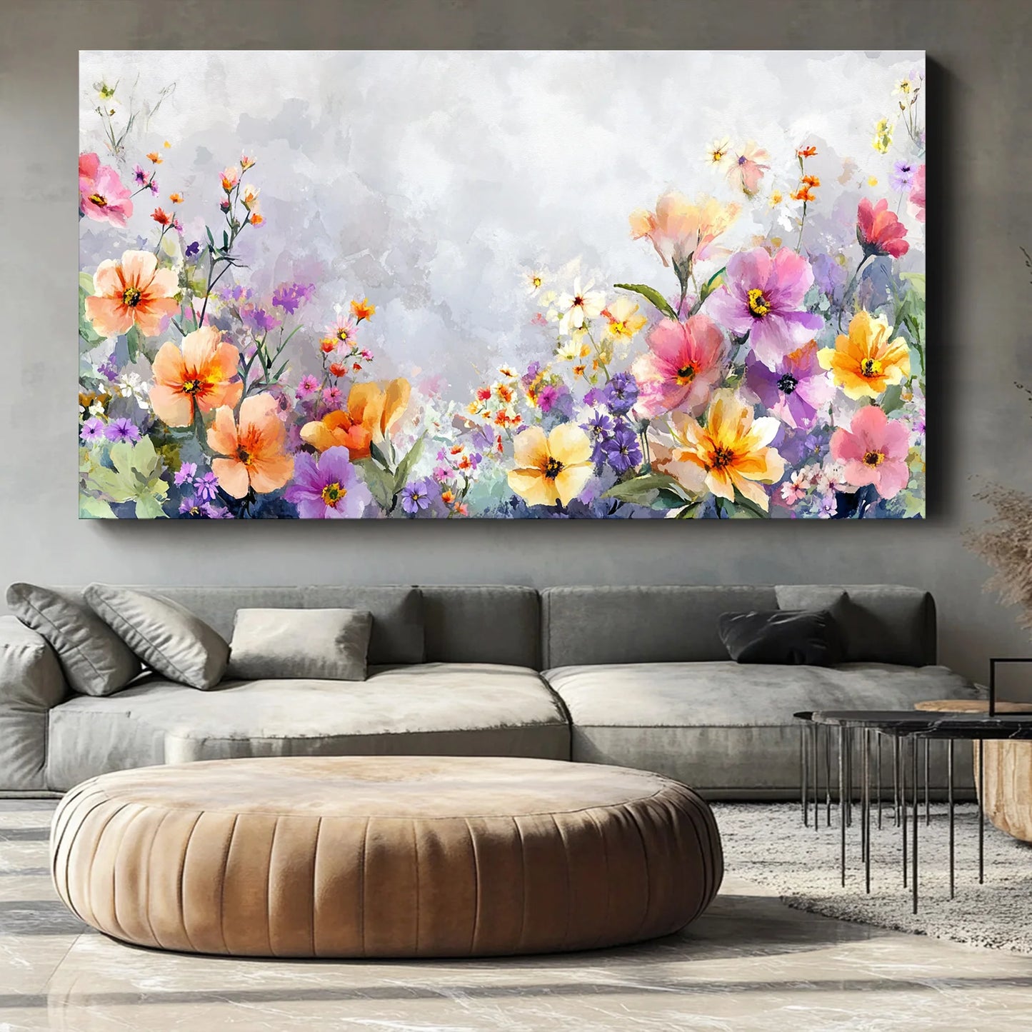 1PC Canvas Printed Stretch Frame Christmas Wall Decoration Flowers Still Life Watercolor Home Wall Art Christmas Gift