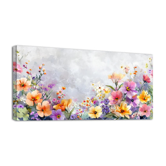 1PC Canvas Printed Stretch Frame Christmas Wall Decoration Flowers Still Life Watercolor Home Wall Art Christmas Gift