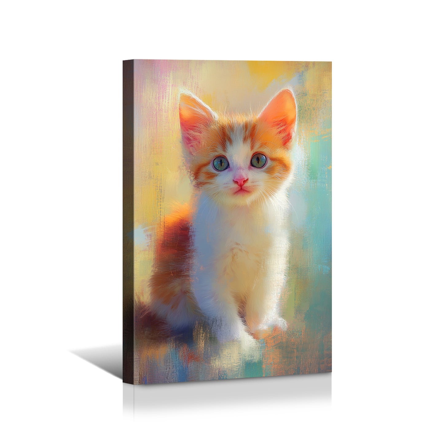 Abstract Cat Art: Colorful Cute Animal Canvas Printing Mural Wall Art Home Vacation Products Bold Decoration