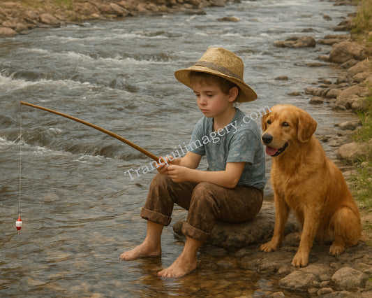 Small Boy Fishing (2 Sizes)