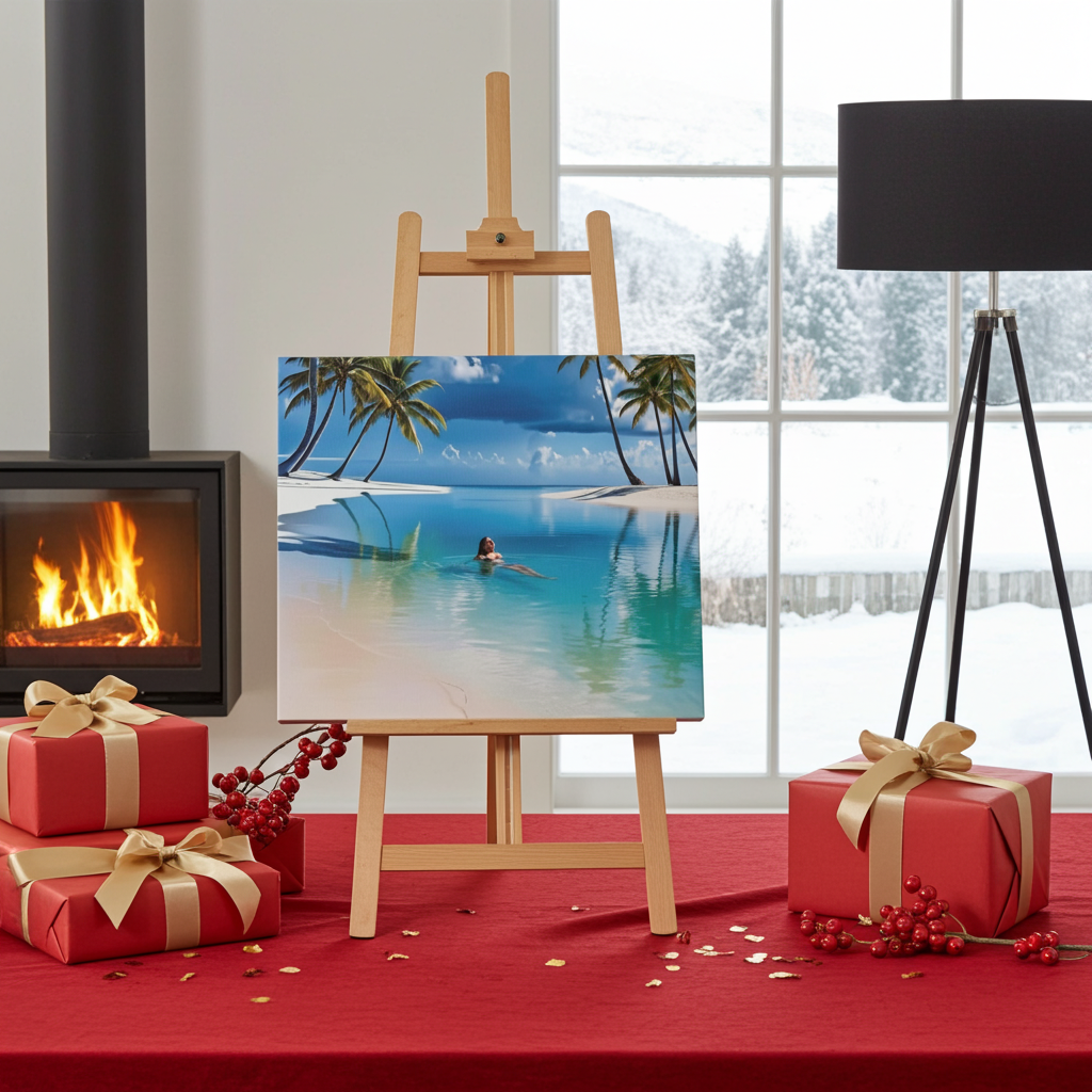 Relaxing Tropical Beach Canvas - Peaceful Palm Trees Wall Art for Bedroom & Bathroom